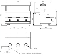 Мармит первых блюд Atesy Ривьера М1-3.1500-02-О (с отверстием под полку)