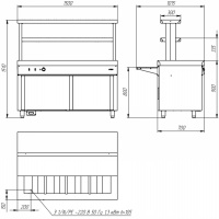 Мармит вторых блюд Atesy Ривьера М2-1500-02-СО (с отверстием под полку)