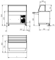 Прилавок холодильный с ванной Abat Аста ПВВ(Н)-70КМ-03-НШ
