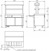 Мармит вторых блюд Atesy Ривьера М2-1200-02-СО (с отверстием под полку)
